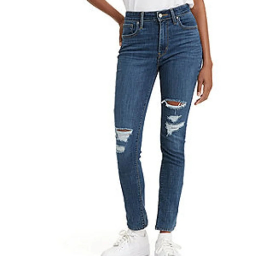 Levi's 721 High Rise Skinny Distressed Dark Wash Jeans Size Women's 26